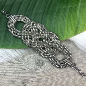Silver Infinity Adjustable Chunky Texture Bracelet